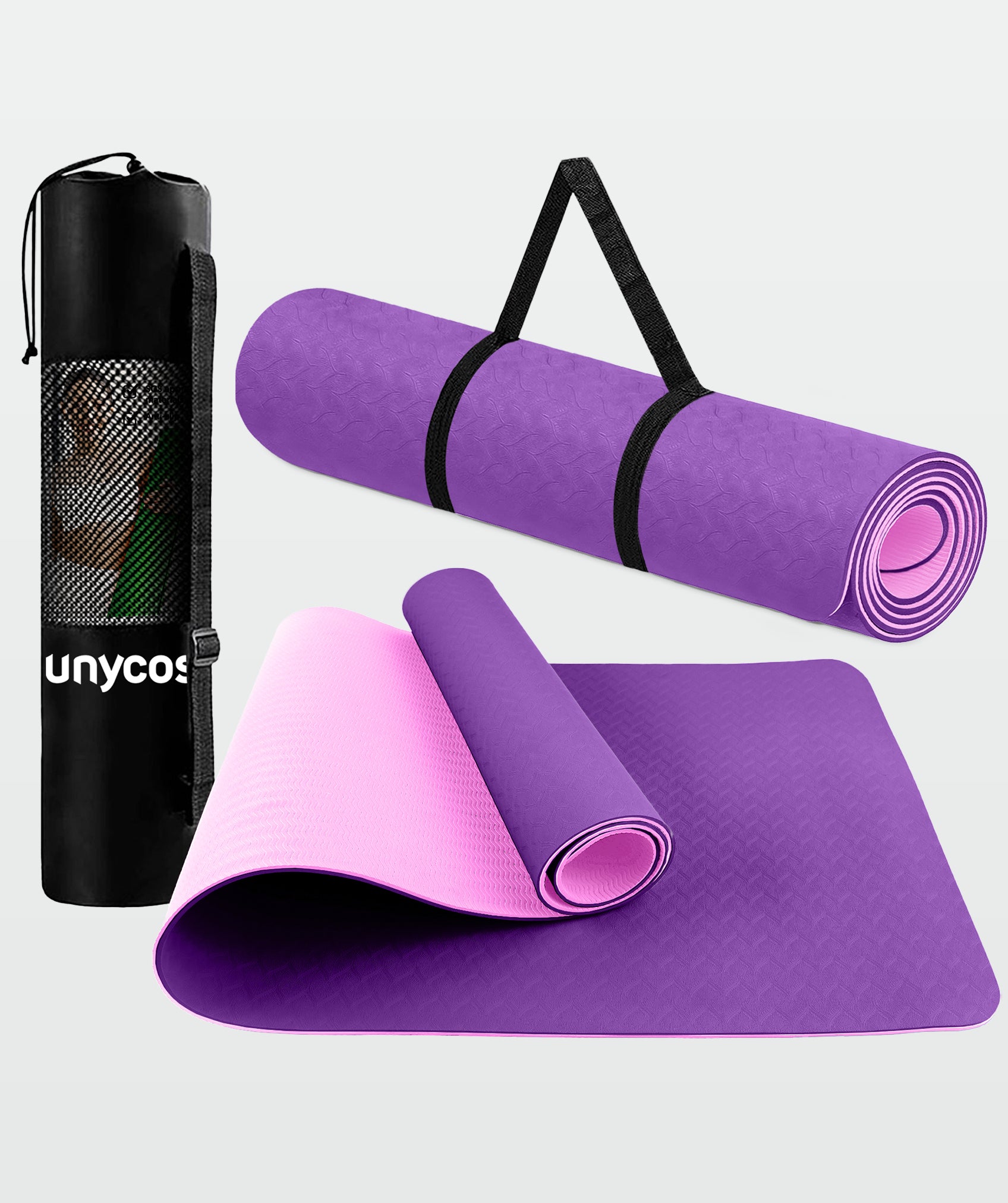 Esterilla de yoga ecológica, reversible y antideslizante con bolsa y correa