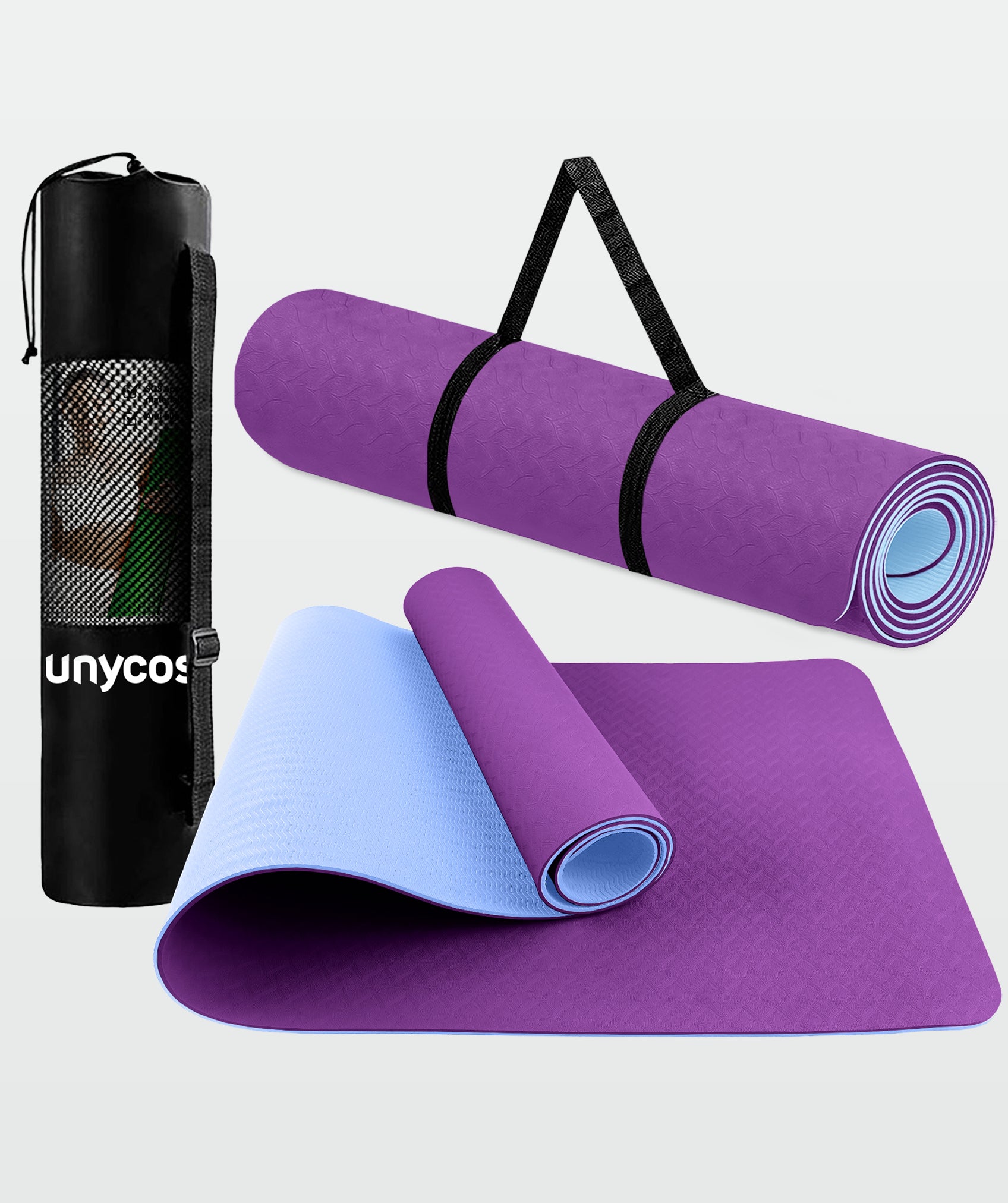 Esterilla de yoga ecológica, reversible y antideslizante con bolsa y correa