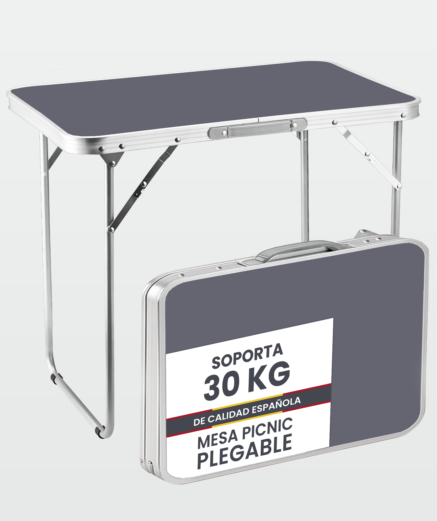 Mesa de pícnic portátil-multiusos en aluminio y MDF