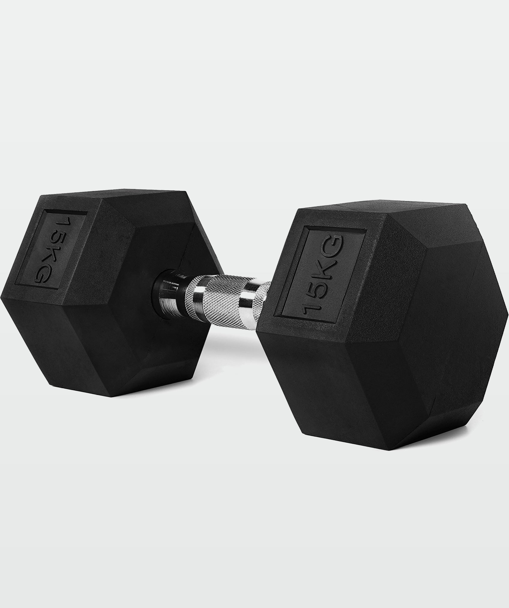 Mancuernas hexagonales con diseño de agarre cromado y goma