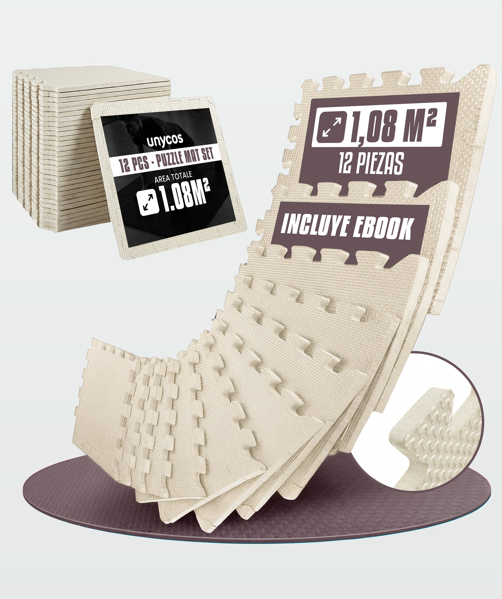 Esterilla puzzle para suelo de gimnasio: set de protección de espuma EVA