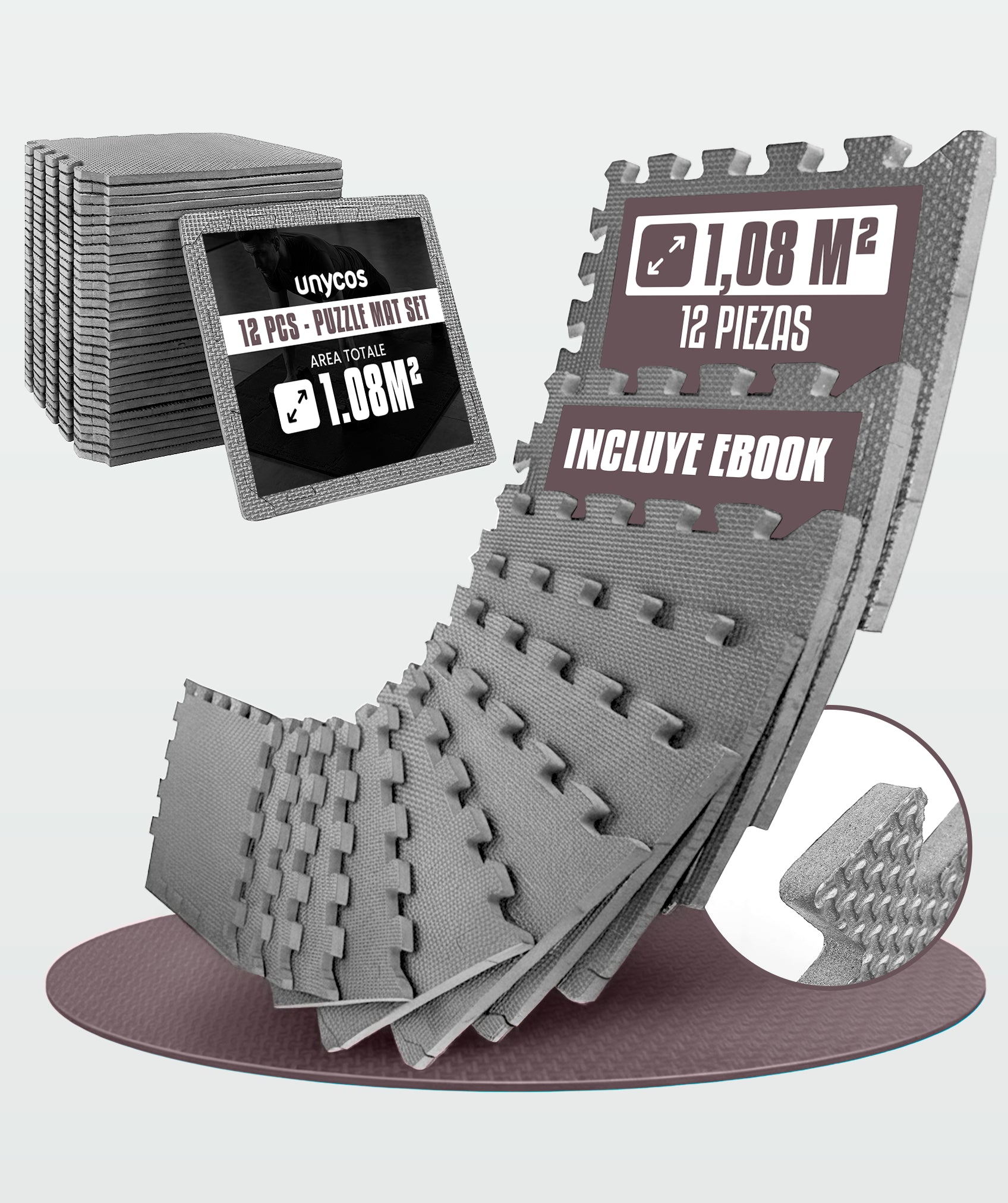 Esterilla puzzle para suelo de gimnasio: set de protección de espuma EVA