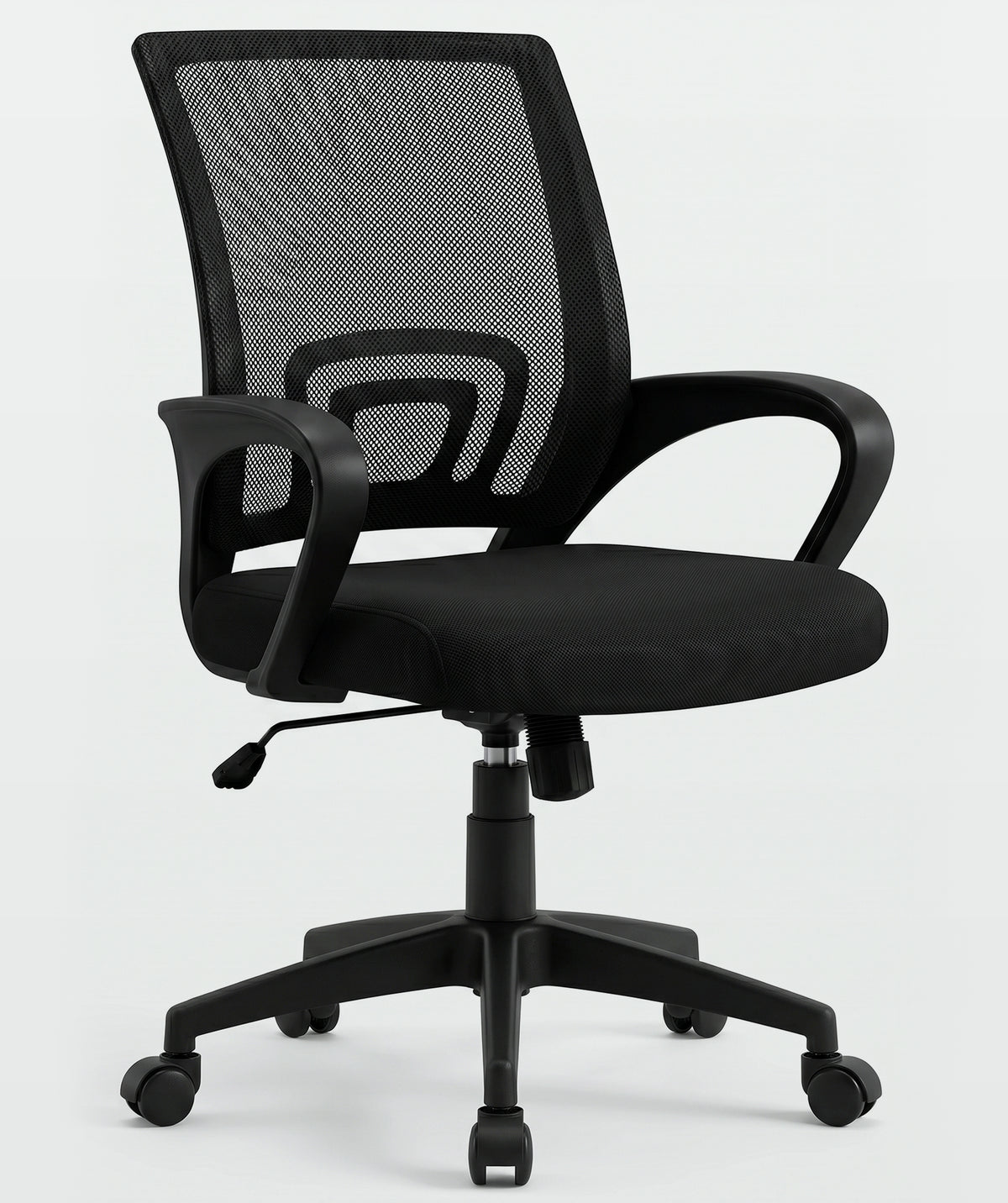 Silla de oficina con apoyo lumbar y base plástica