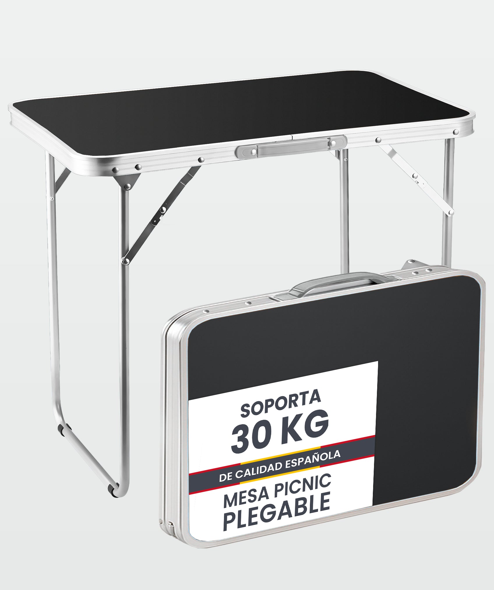 Mesa de pícnic portátil-multiusos en aluminio y MDF