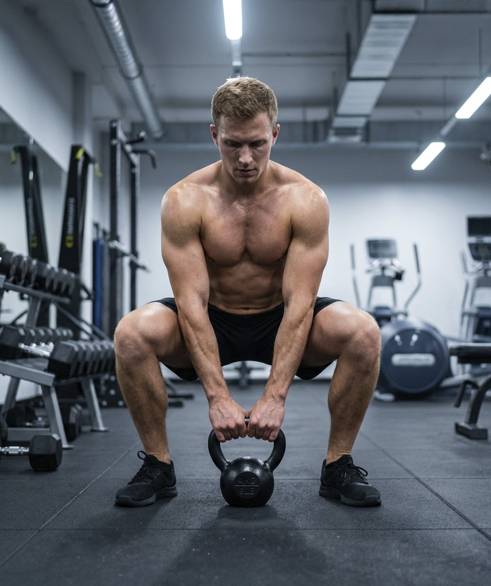 Pesa rusa/kettlebell de 4-20 kg en hierro sólido con mango ergonómico