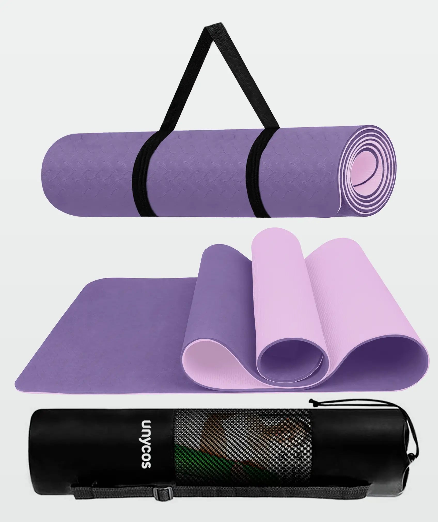 Esterilla de yoga ecológica, reversible y antideslizante con bolsa y correa
