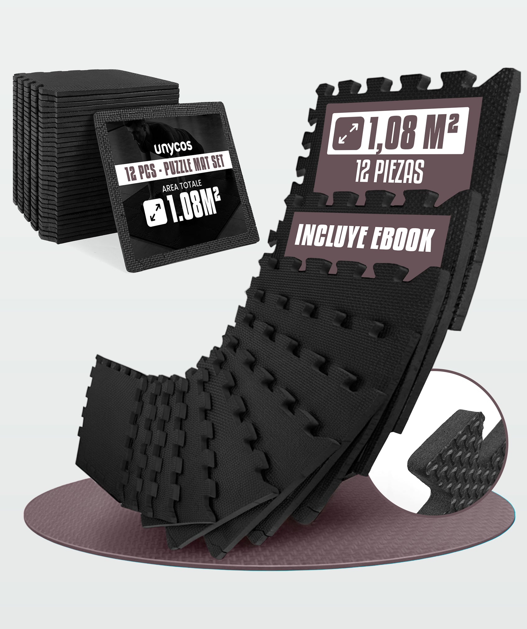 Esterilla puzzle para suelo de gimnasio: set de protección de espuma EVA