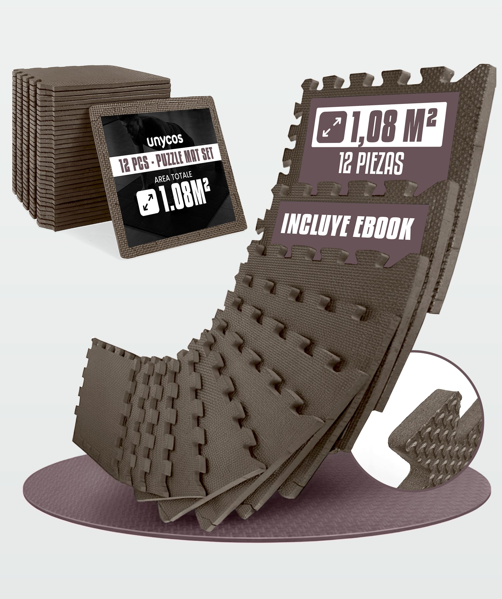 Esterilla puzzle para suelo de gimnasio: set de protección de espuma EVA