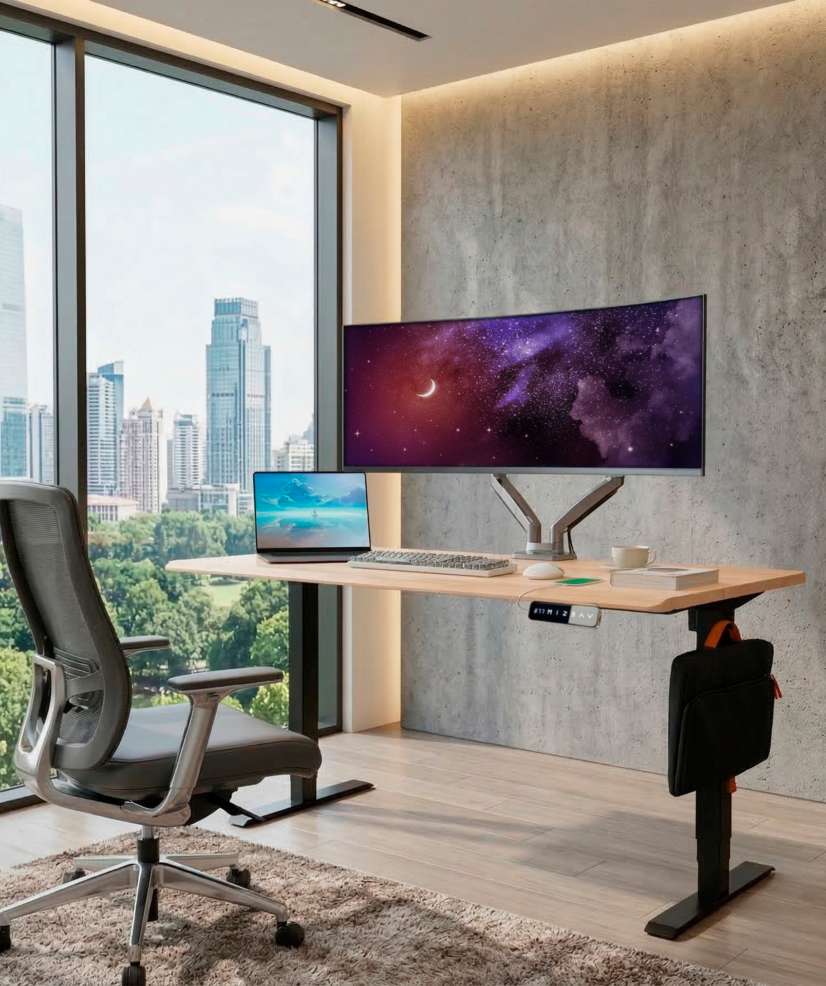 Escritorio elevable Core Dual: incluye control LED y puertos USB