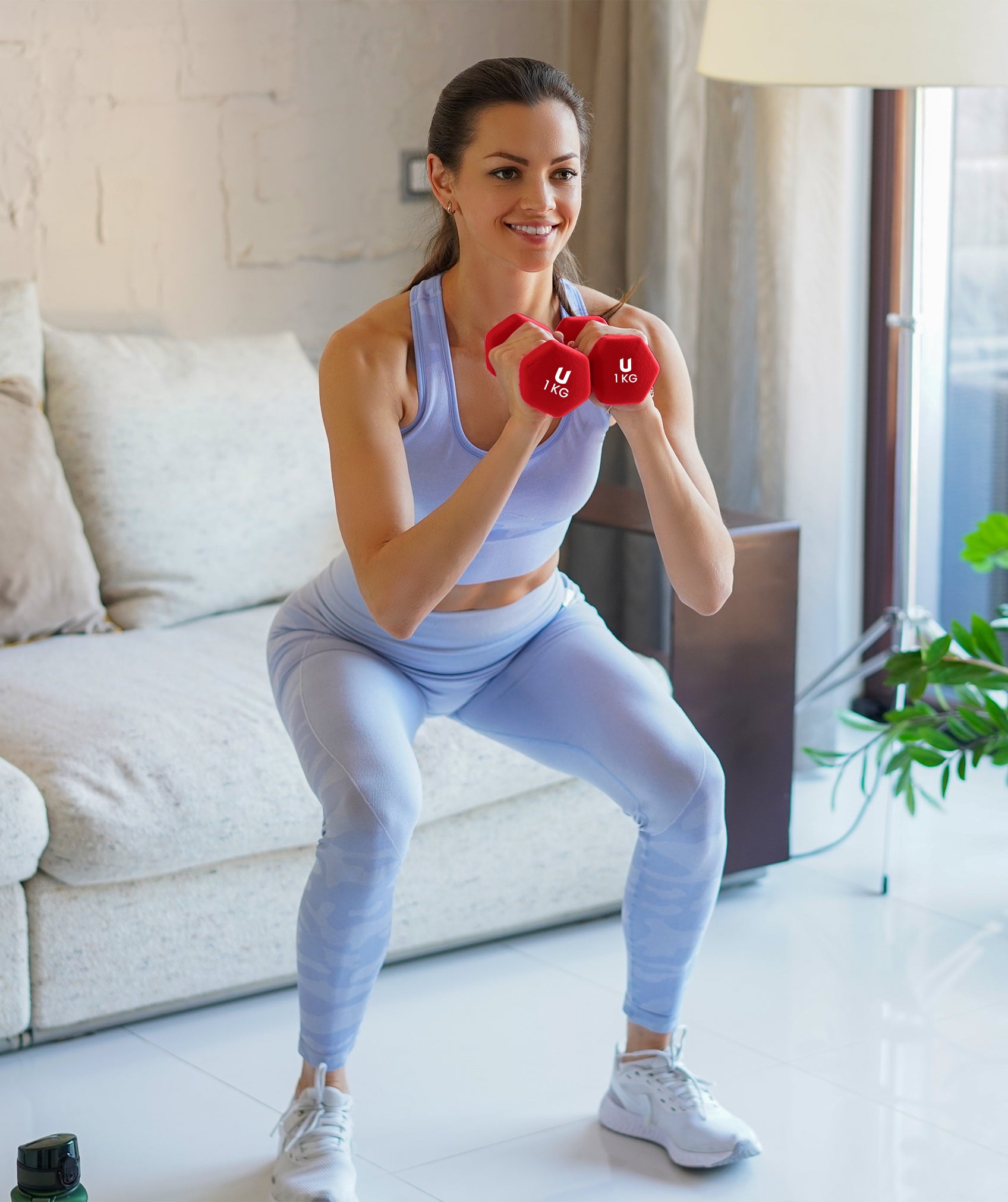 Set de 2 mancuernas fitness de neopreno 1-10Kg con diseño hexagonal