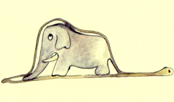 elefante dentro de boa para simbolizar el pensamiento lateral