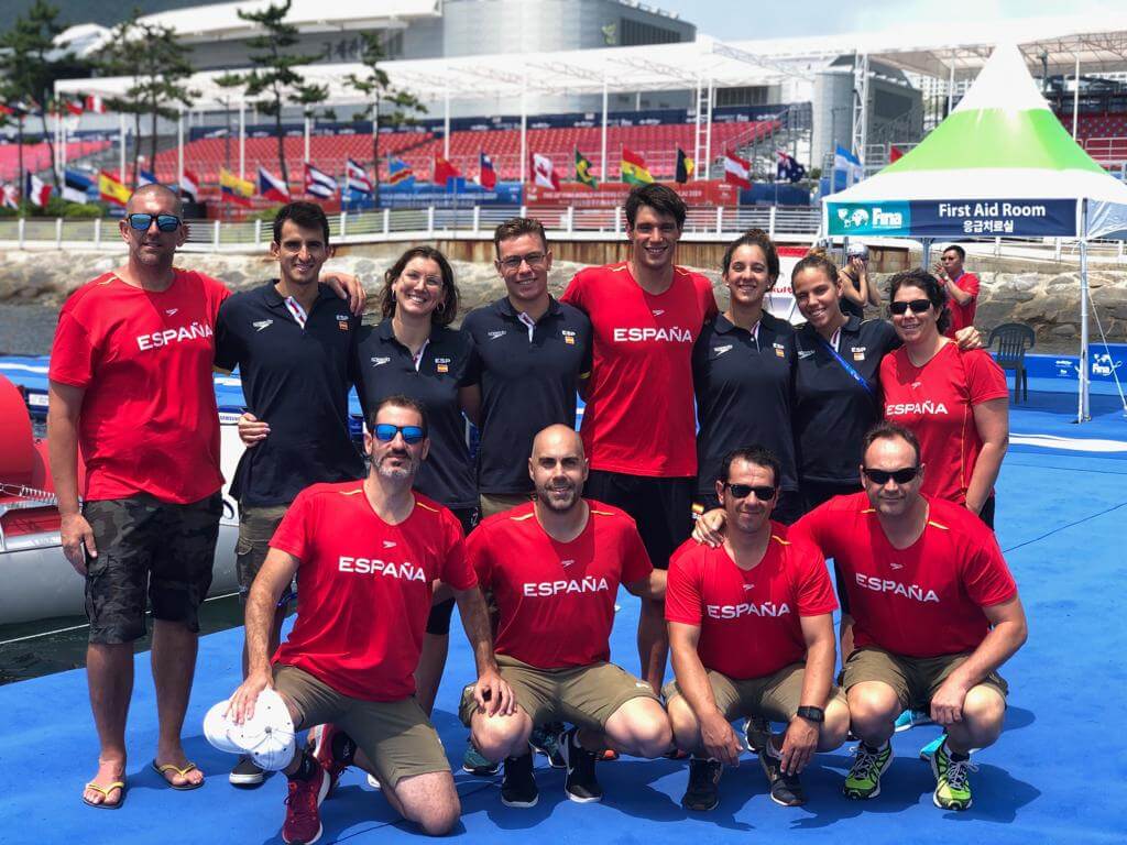 El equipo español en el Campeonato Mundial de Natación 2019.