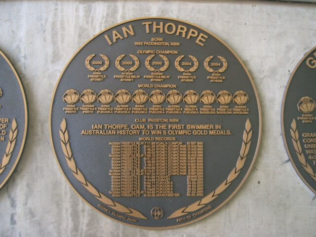 Placa con los éxitos de Ian Thorpe